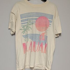 Kauai Graphic Tee with Palm and Sunset